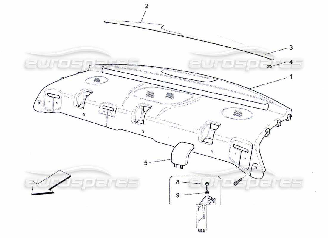 Maserati QTP. (2010) 4.7 rear parcel shelf Part Diagram