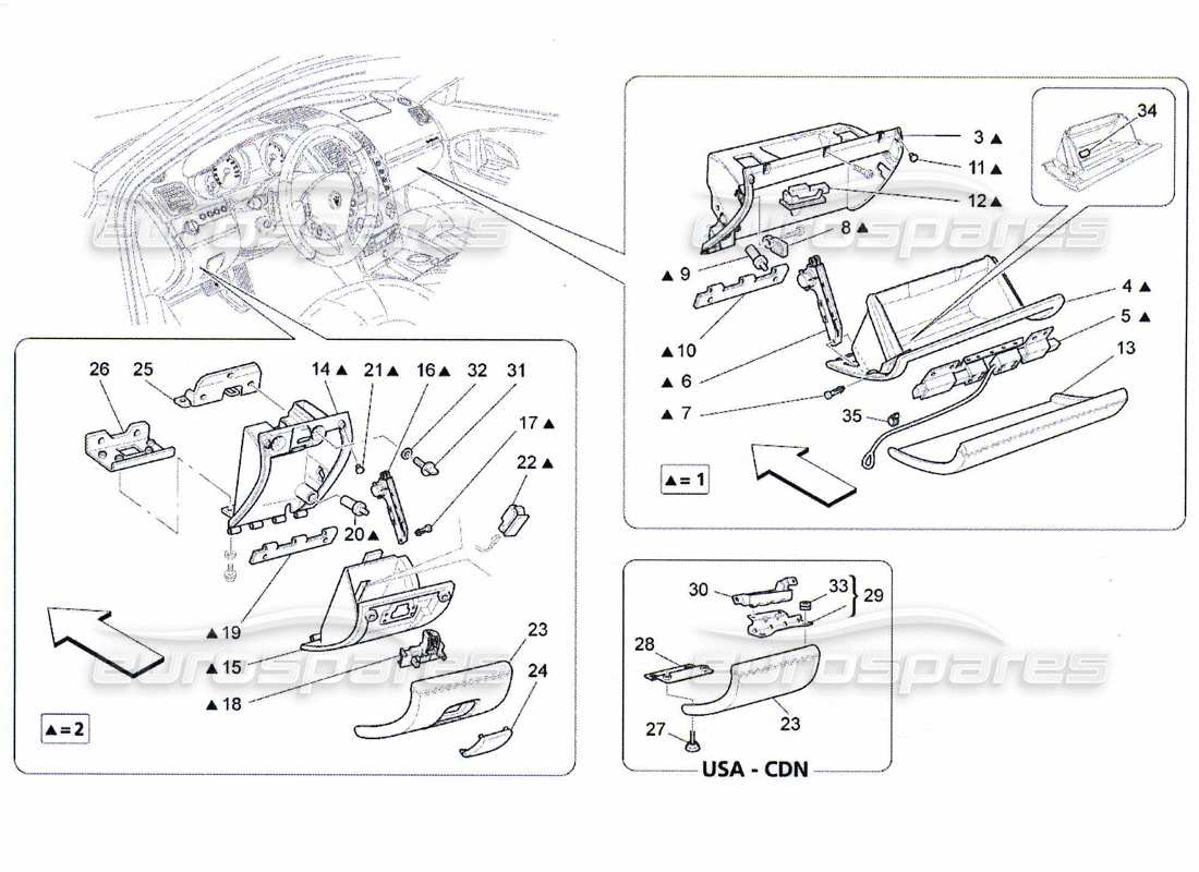 Maserati QTP. (2010) 4.7 glove compartments Part Diagram