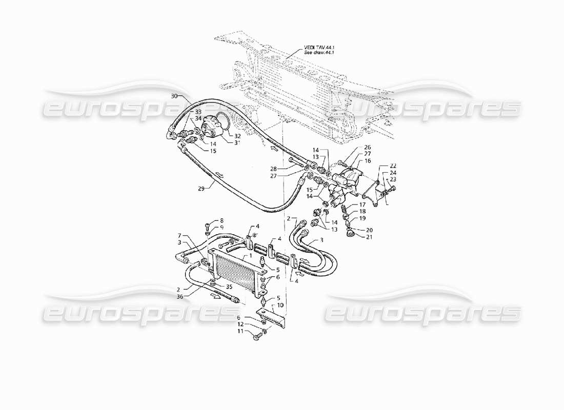 Maserati QTP V8 (1998) Engine Oil Cooling Parts Diagram