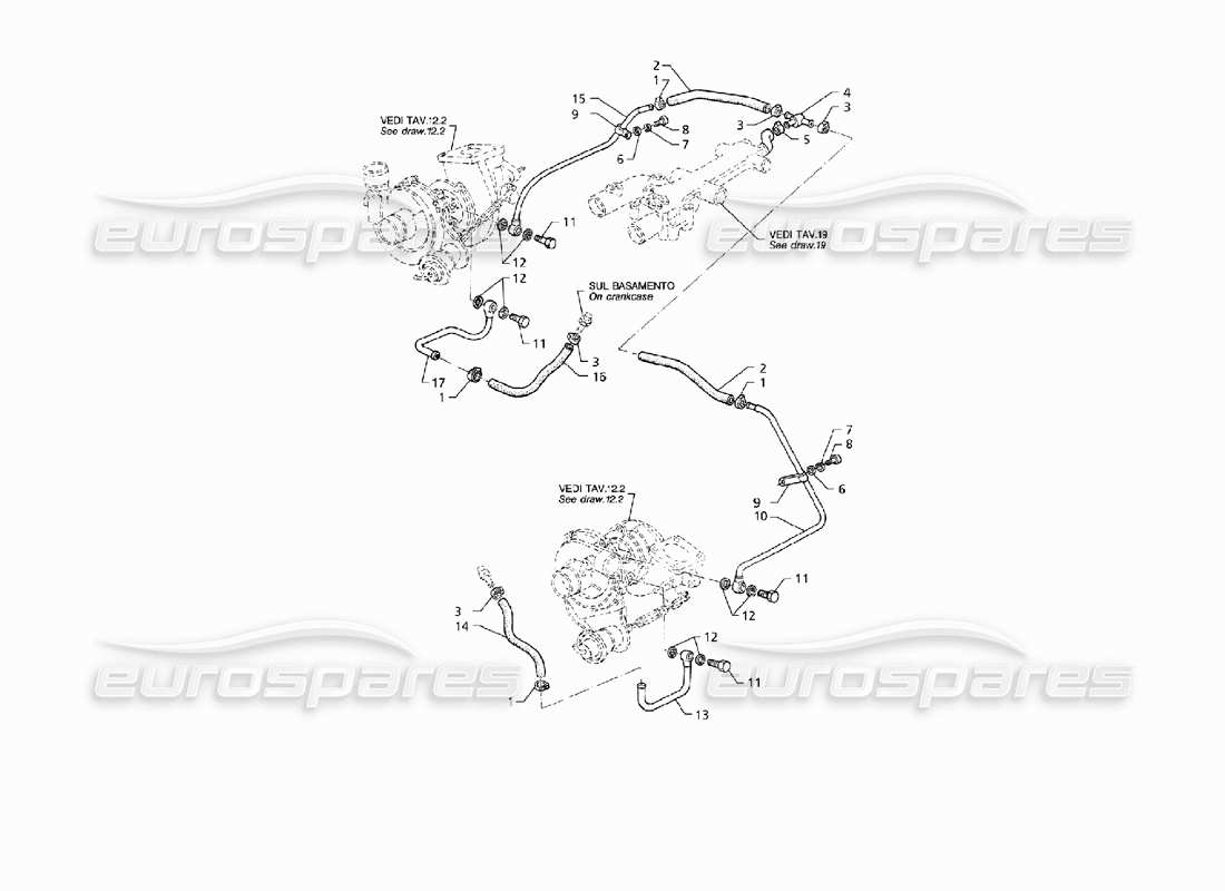 Maserati QTP V8 (1998) turbo cooling pipes Part Diagram