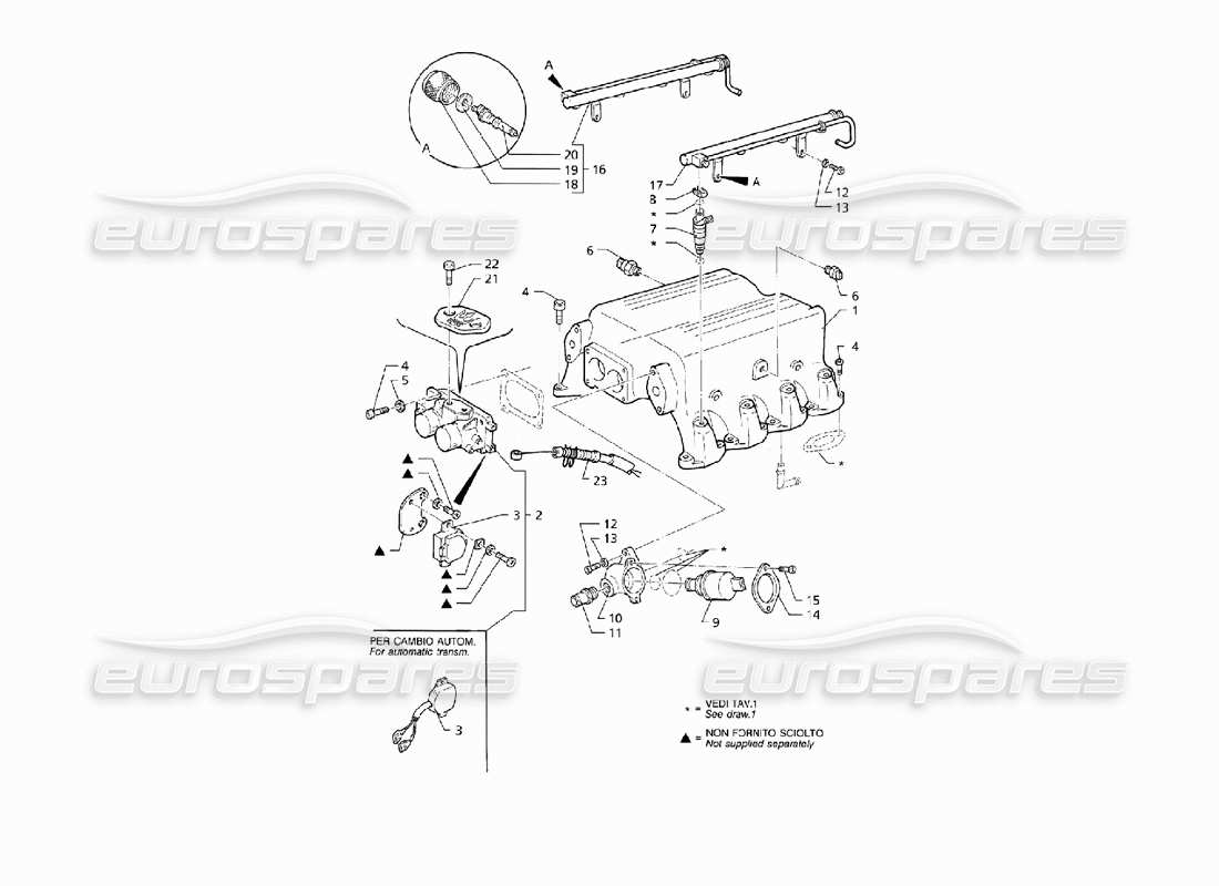 Maserati QTP V8 (1998) Intake Manifold and Injection System (RHD) Part Diagram