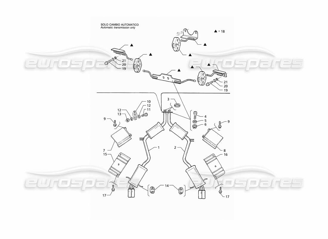 Maserati QTP V8 (1998) Rear Exhaust System Part Diagram