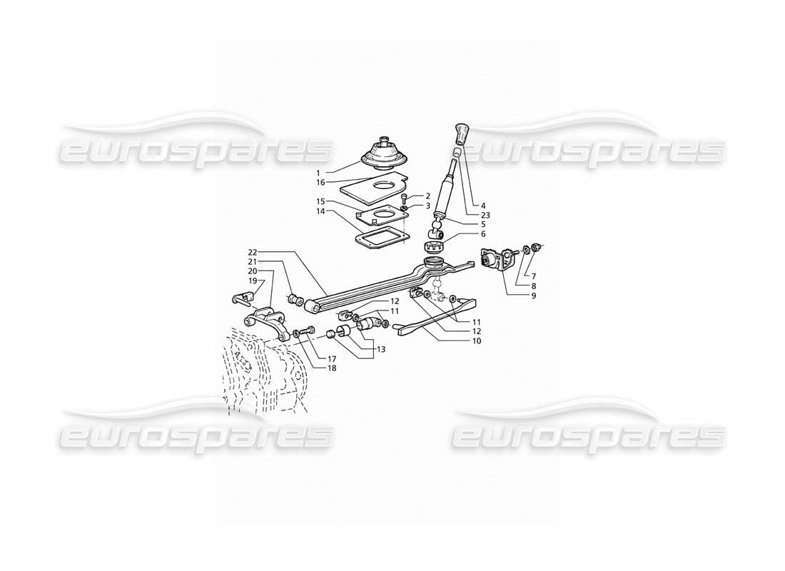 Maserati QTP V8 (1998) Getrag Transmission - 6 Speed: Outside Controls Parts Diagram