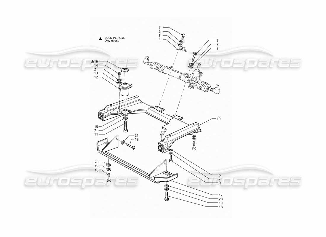 Maserati QTP V8 (1998) Steering Box Front Subframe Parts Diagram