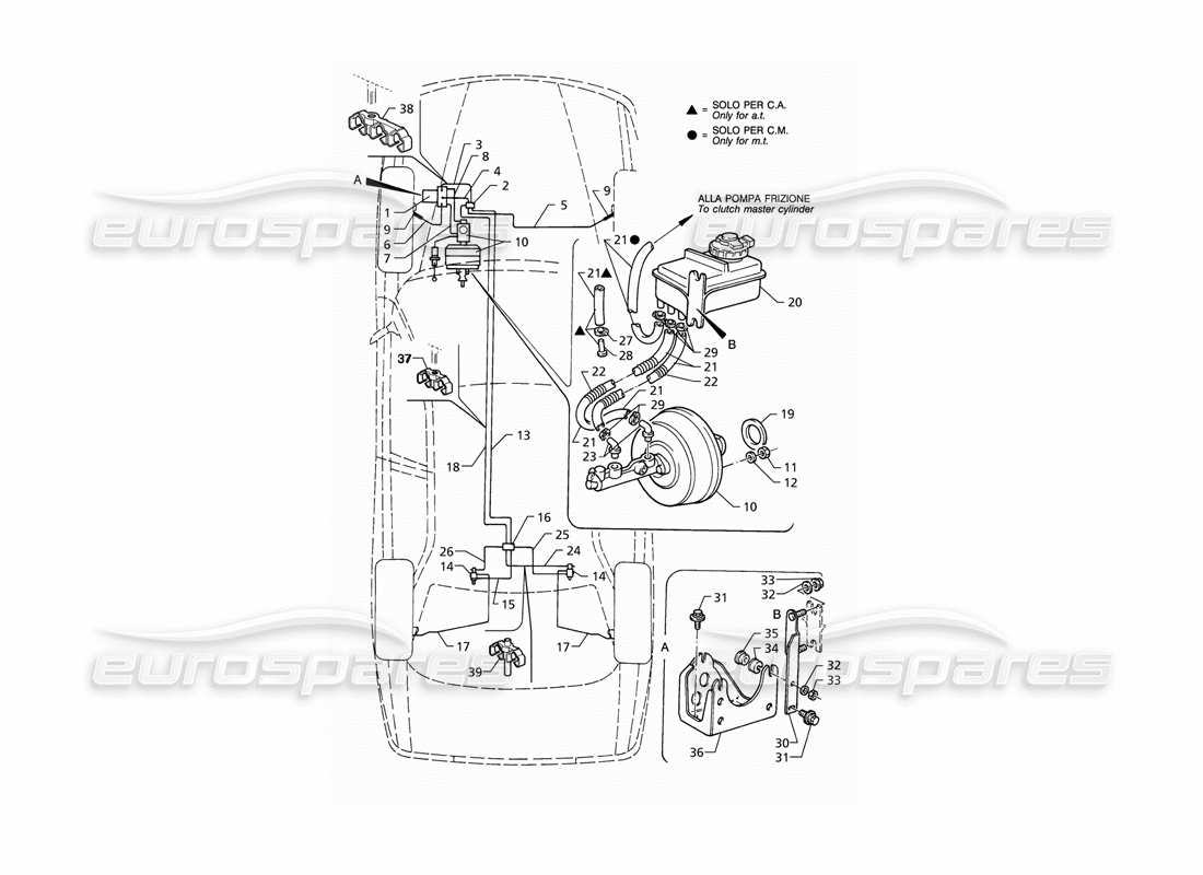 Maserati QTP V8 (1998) ABS Hydraulic Brake Lines (LHD) Parts Diagram