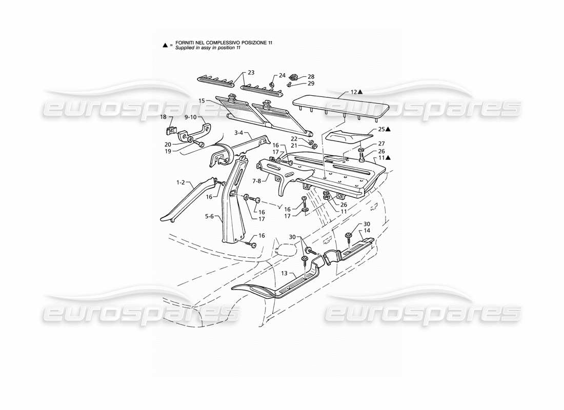 Maserati QTP V8 (1998) Inner Trims: Pillars Parts Diagram