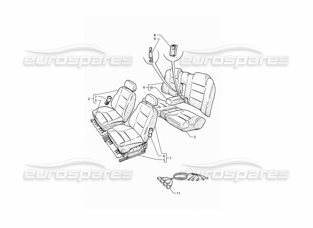 Maserati QTP V8 (1998) Seats: Structures and Accessories Part Diagram
