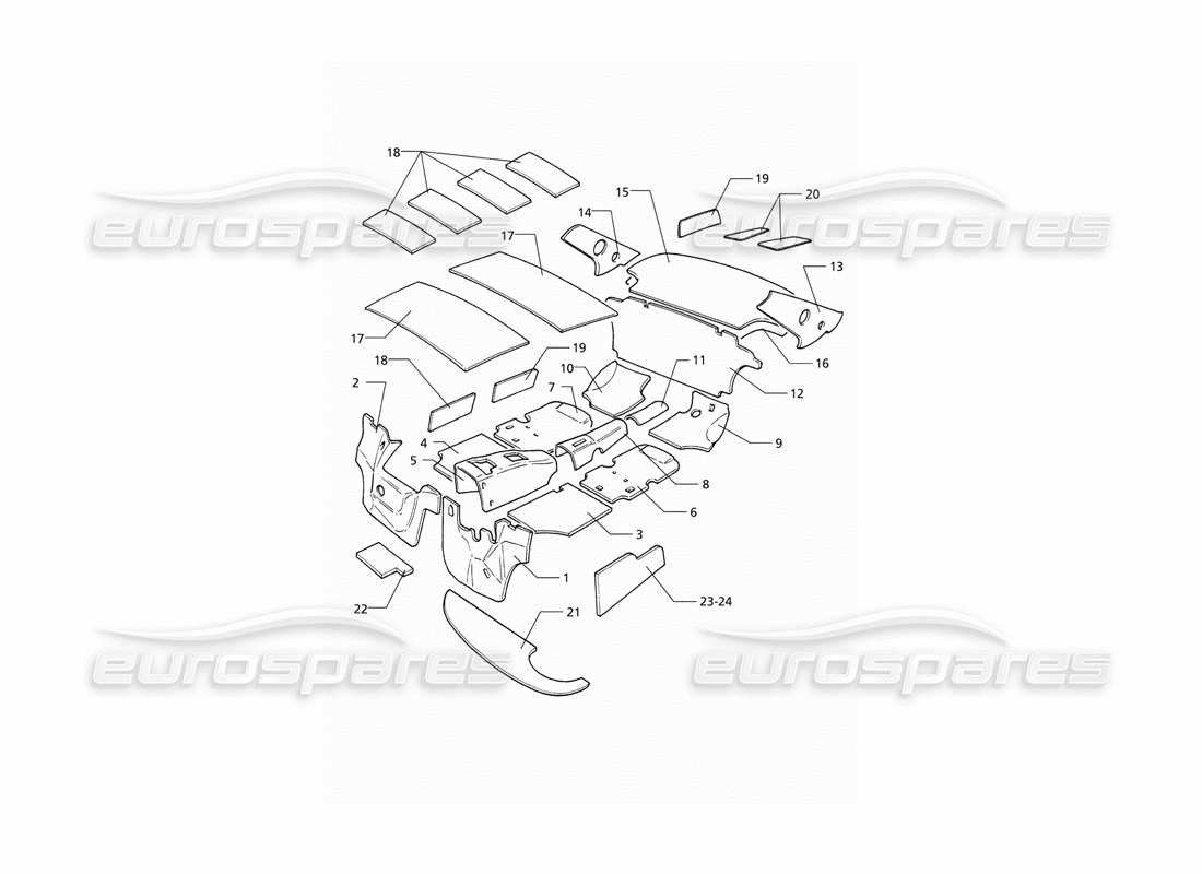 Maserati QTP V8 (1998) Insulation (LHD) Parts Diagram