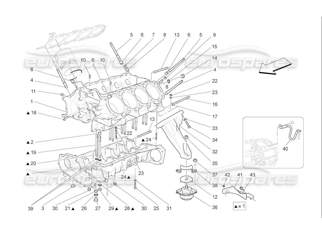 Maserati QTP. (2006) 4.2 F1 crankcase Part Diagram