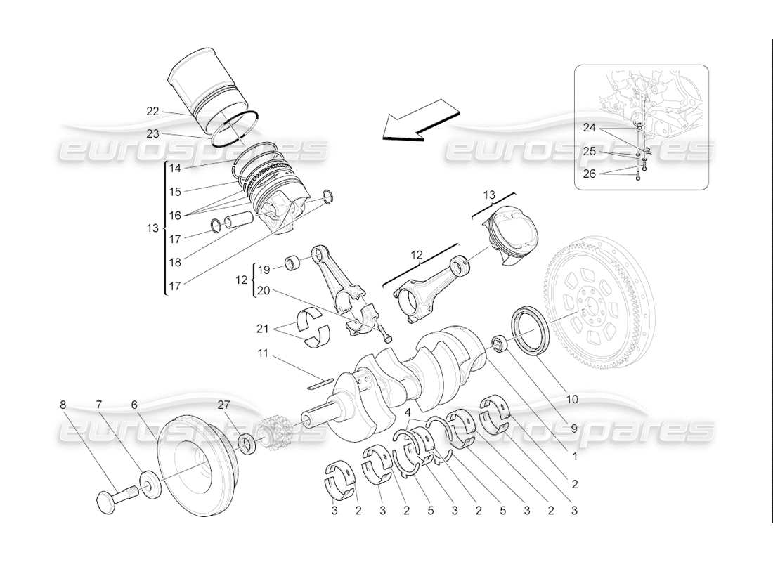 Maserati QTP. (2006) 4.2 F1 crank mechanism Part Diagram