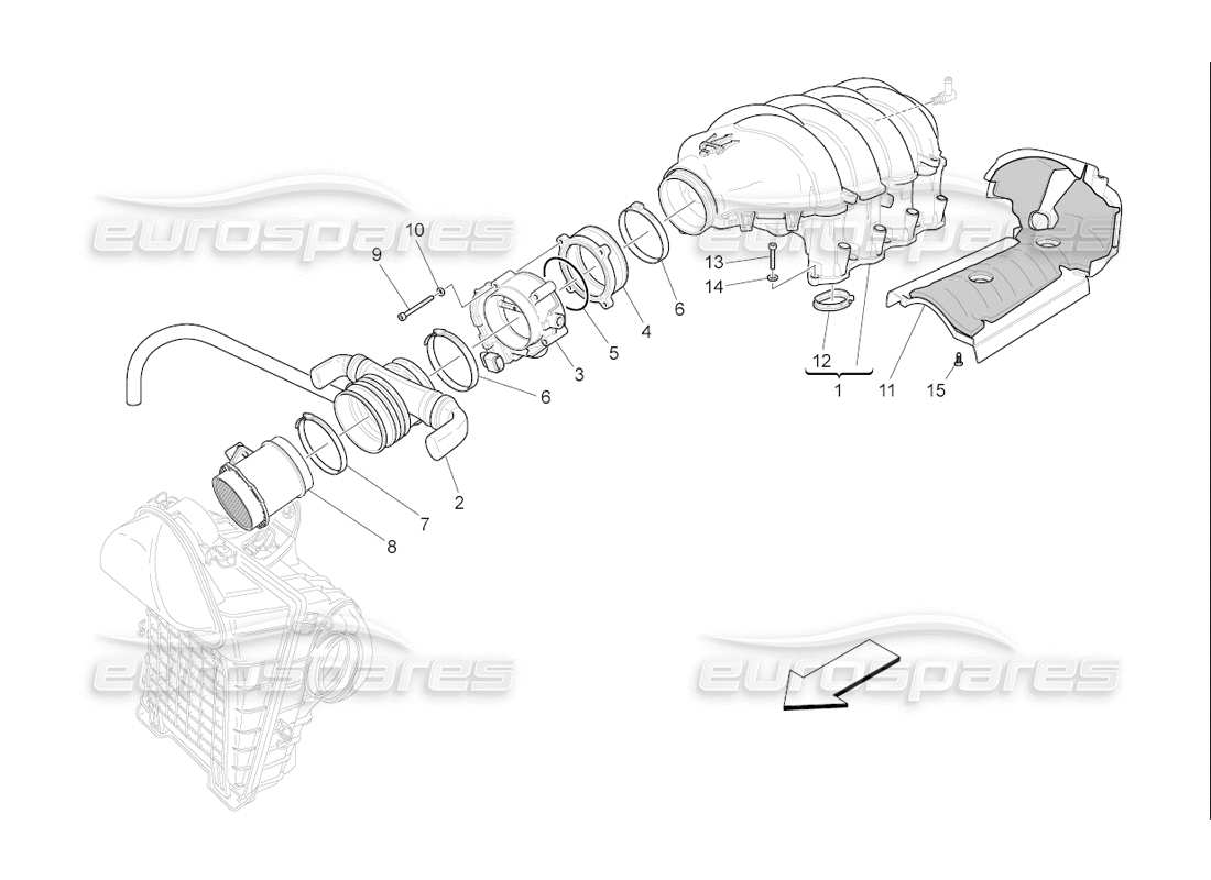 Maserati QTP. (2006) 4.2 F1 intake manifold and throttle body Part Diagram