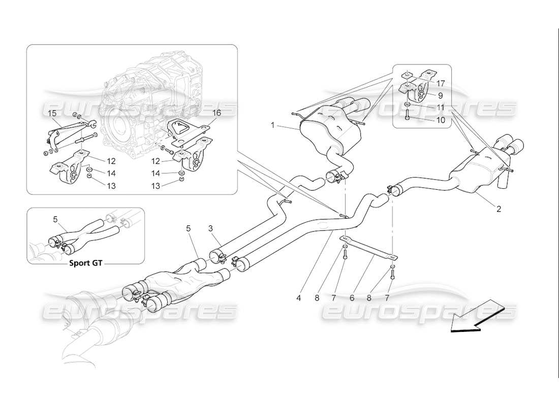 Maserati QTP. (2006) 4.2 F1 silencers Part Diagram