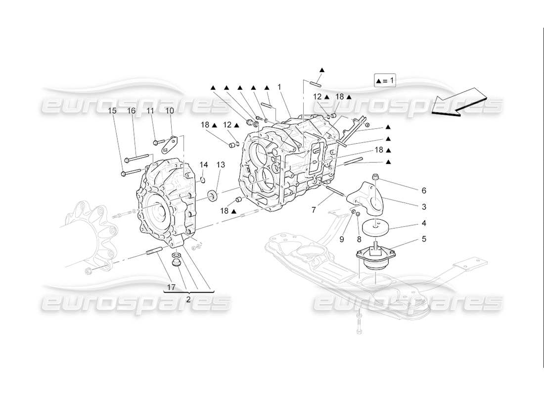 Maserati QTP. (2006) 4.2 F1 gearbox housings Part Diagram