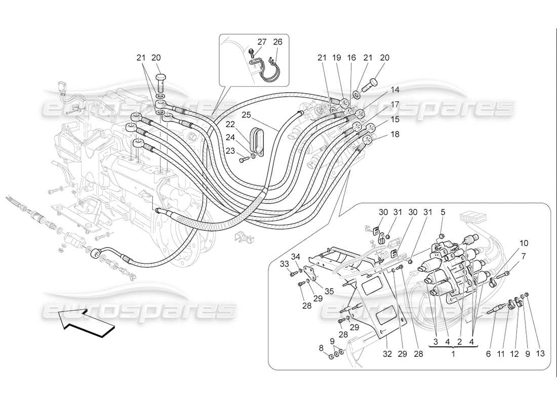 Maserati QTP. (2006) 4.2 F1 Gearbox Activation Hydraulics: Power Unit Part Diagram