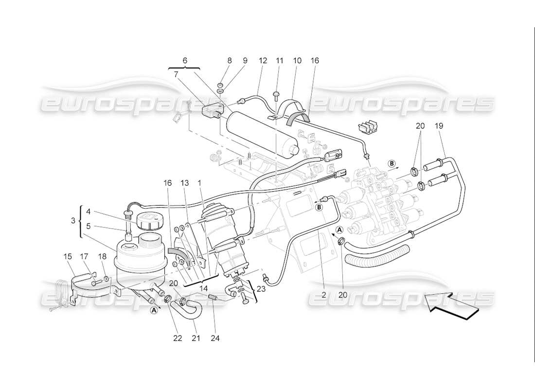 Maserati QTP. (2006) 4.2 F1 Gearbox Activation Hydraulics: Tank And Pump Part Diagram