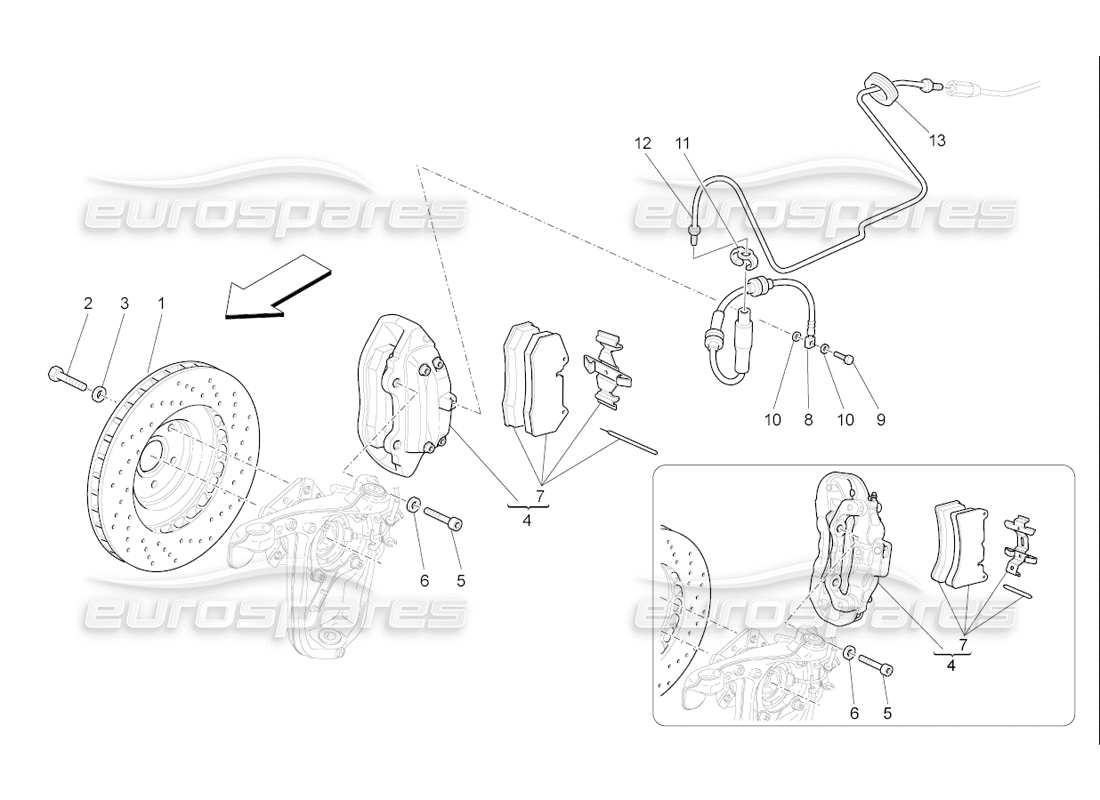 Maserati QTP. (2006) 4.2 F1 braking devices on front wheels Part Diagram