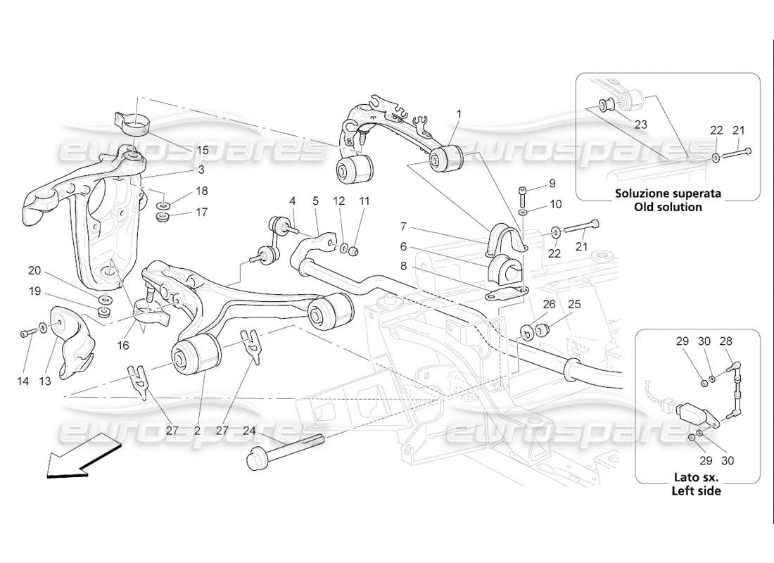 Maserati QTP. (2006) 4.2 F1 Front Suspension Part Diagram
