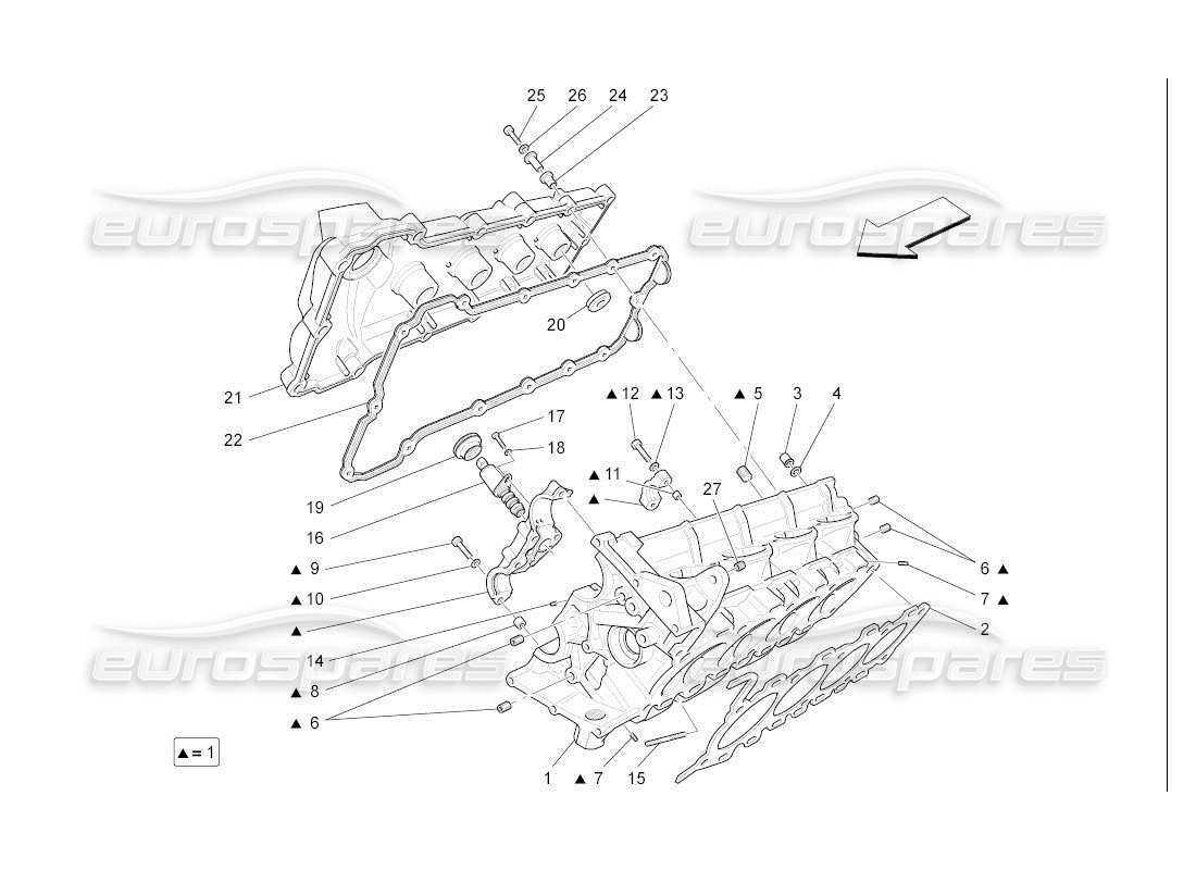 Maserati QTP. (2007) 4.2 auto RH cylinder head Parts Diagram