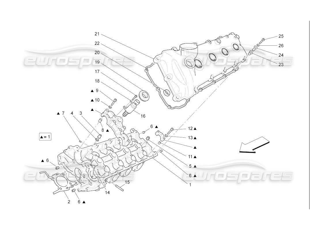 Maserati QTP. (2007) 4.2 auto LH cylinder head Parts Diagram