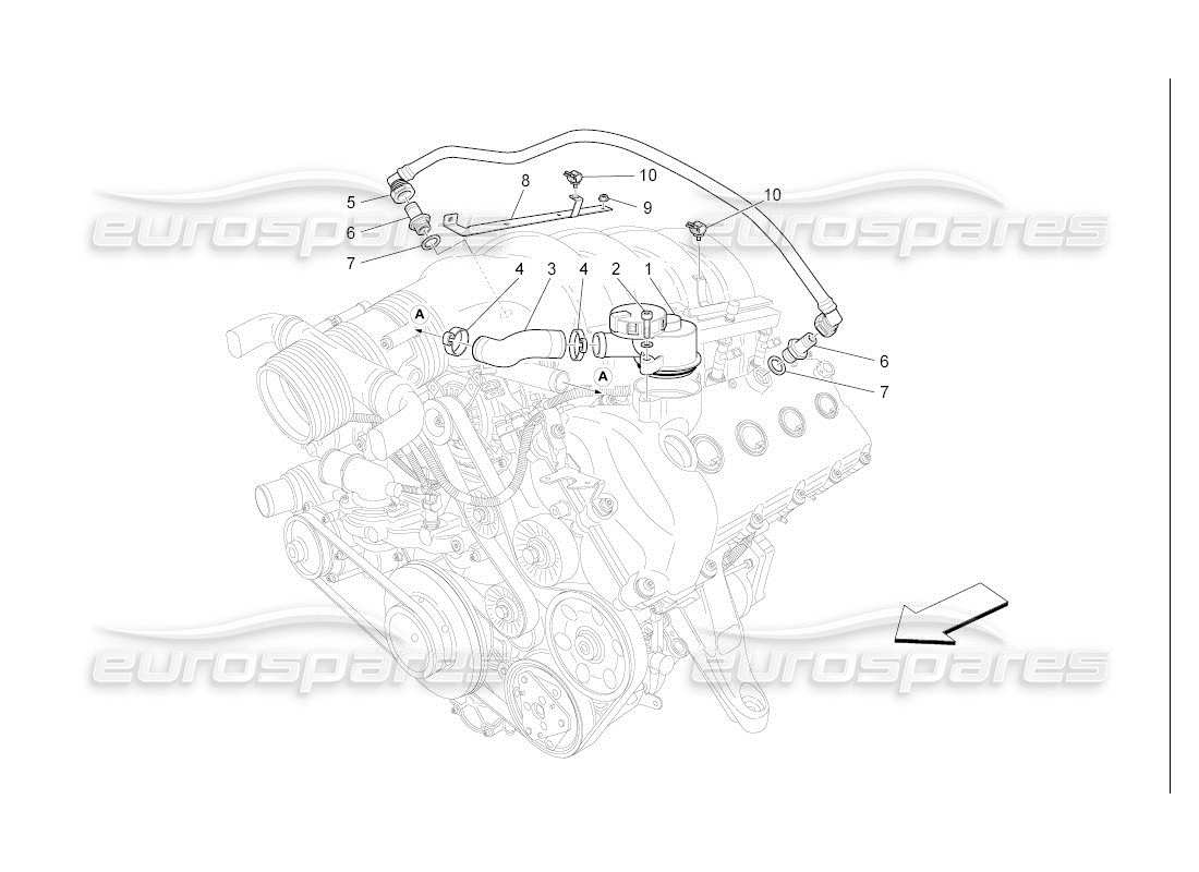 Maserati QTP. (2007) 4.2 auto oil vapour recirculation system Parts Diagram