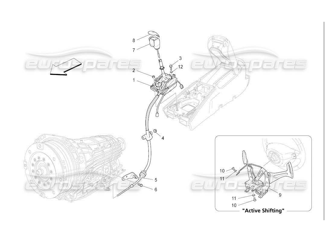 Maserati QTP. (2007) 4.2 auto driver controls for automatic gearbox Part Diagram