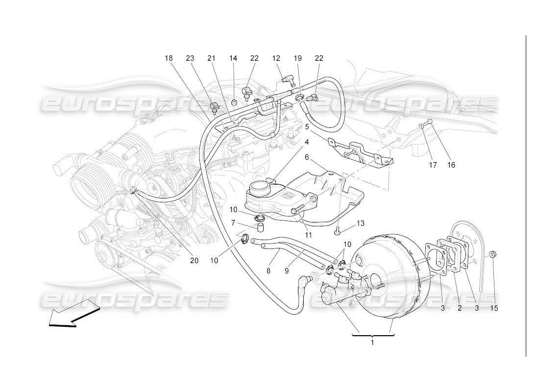 Maserati QTP. (2007) 4.2 auto brake servo system Parts Diagram