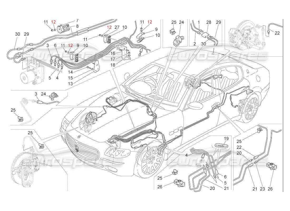 Maserati QTP. (2007) 4.2 auto lines Parts Diagram
