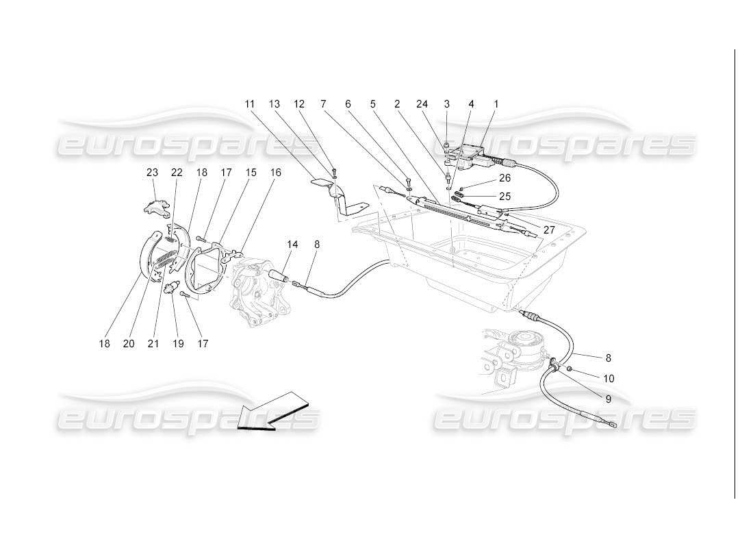 Maserati QTP. (2007) 4.2 auto Handbrake Parts Diagram