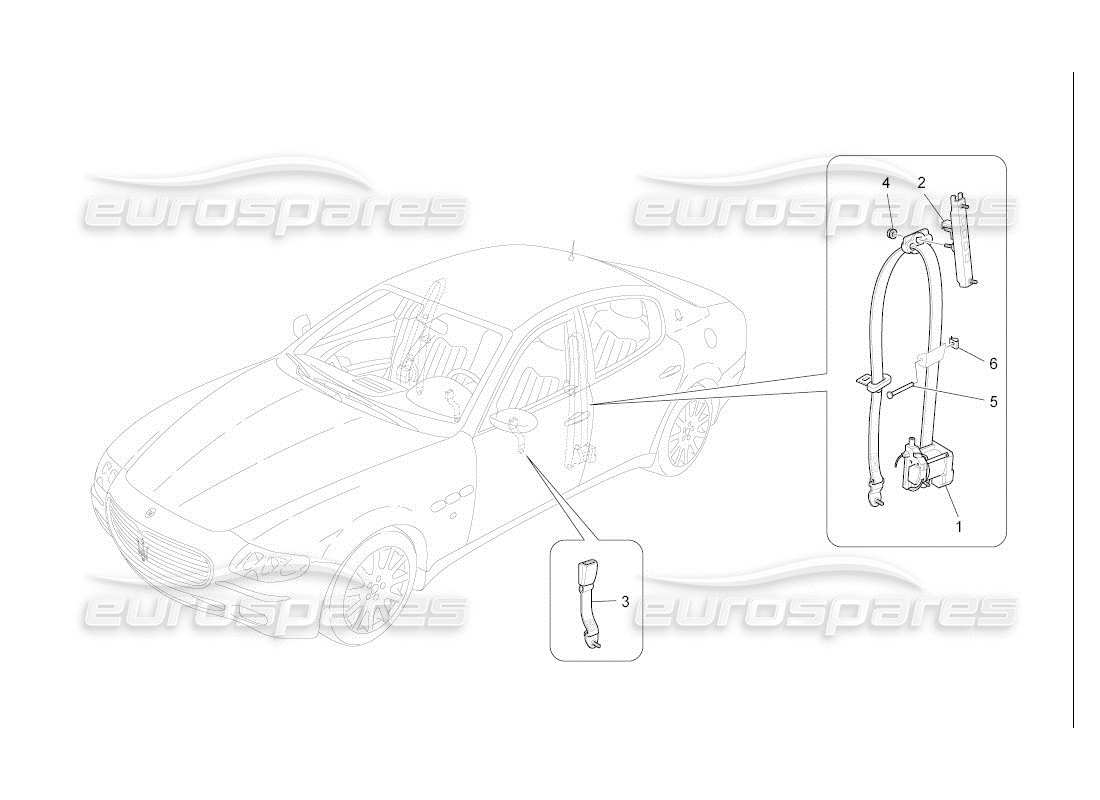 Maserati QTP. (2007) 4.2 auto FRONT SEATBELTS Parts Diagram