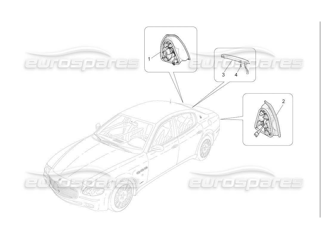 Maserati QTP. (2007) 4.2 auto TAILLIGHT CLUSTERS Part Diagram