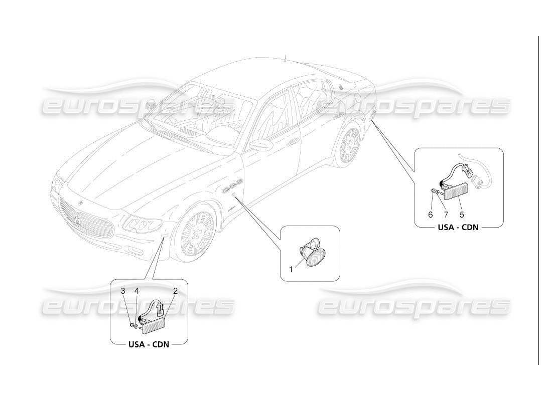 Maserati QTP. (2007) 4.2 auto Side Light Clusters Parts Diagram