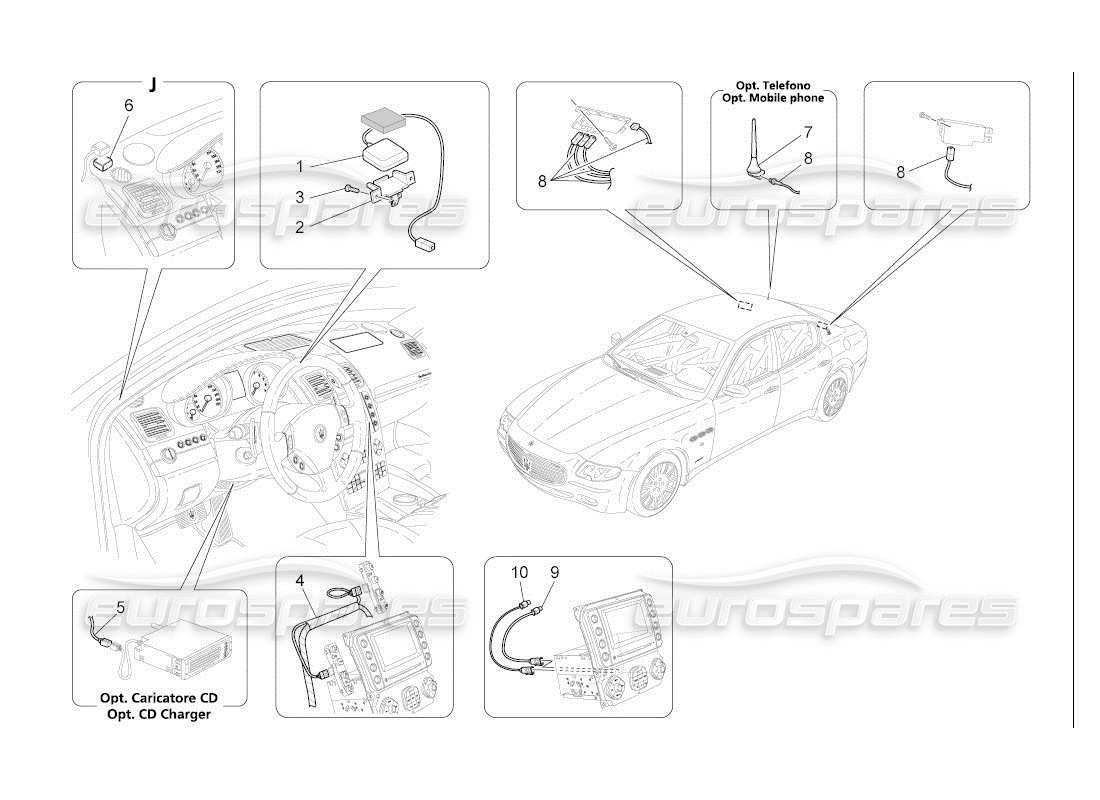 Maserati QTP. (2007) 4.2 auto reception and connection system Parts Diagram