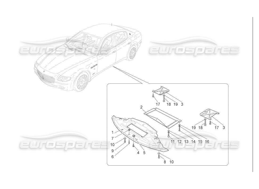 Maserati QTP. (2007) 4.2 auto underbody and underfloor guards Part Diagram