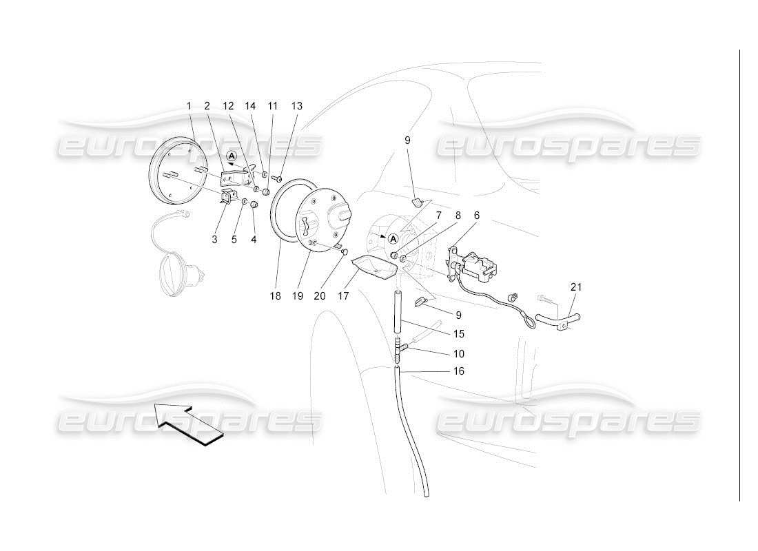 Maserati QTP. (2007) 4.2 auto FUEL TANK DOOR AND CONTROLS Parts Diagram