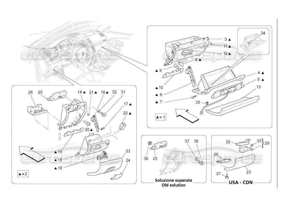 Maserati QTP. (2007) 4.2 auto glove compartments Parts Diagram