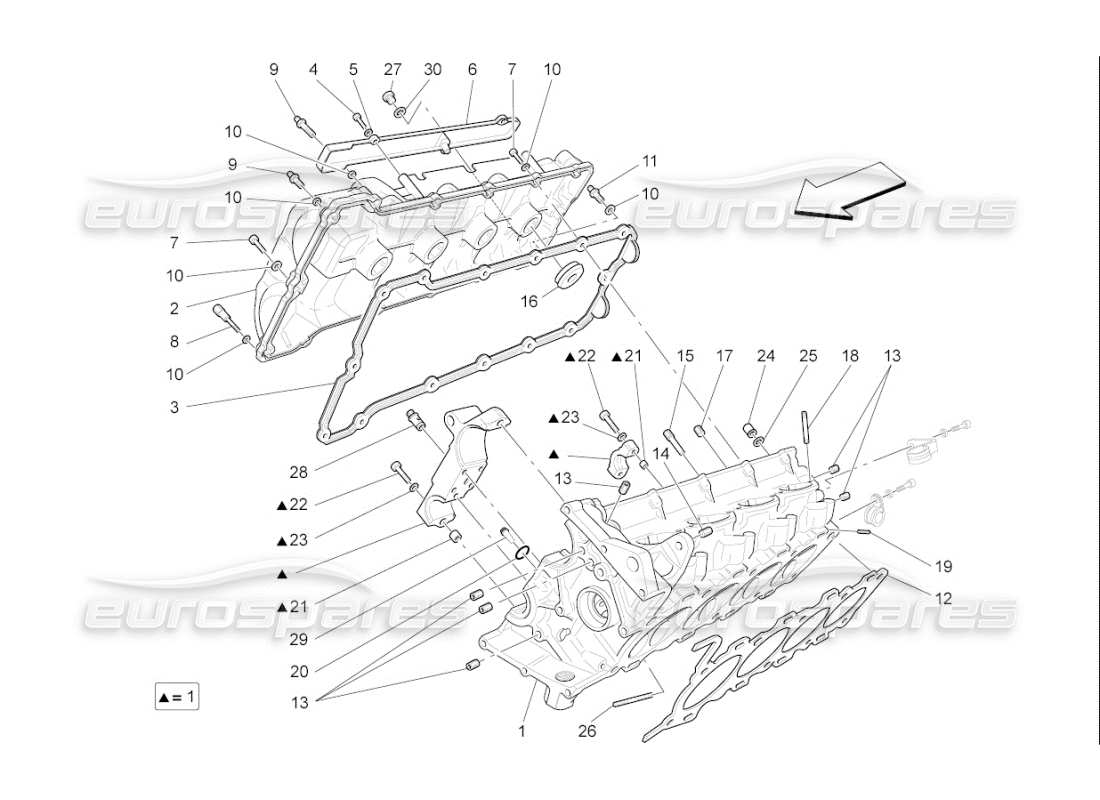 Maserati QTP. (2007) 4.2 F1 RH cylinder head Part Diagram