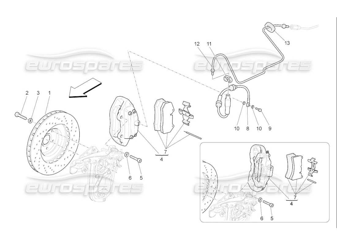 Maserati QTP. (2007) 4.2 F1 braking devices on front wheels Part Diagram