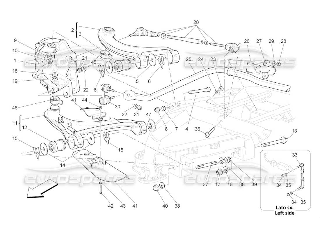 Maserati QTP. (2007) 4.2 F1 Rear Suspension Part Diagram
