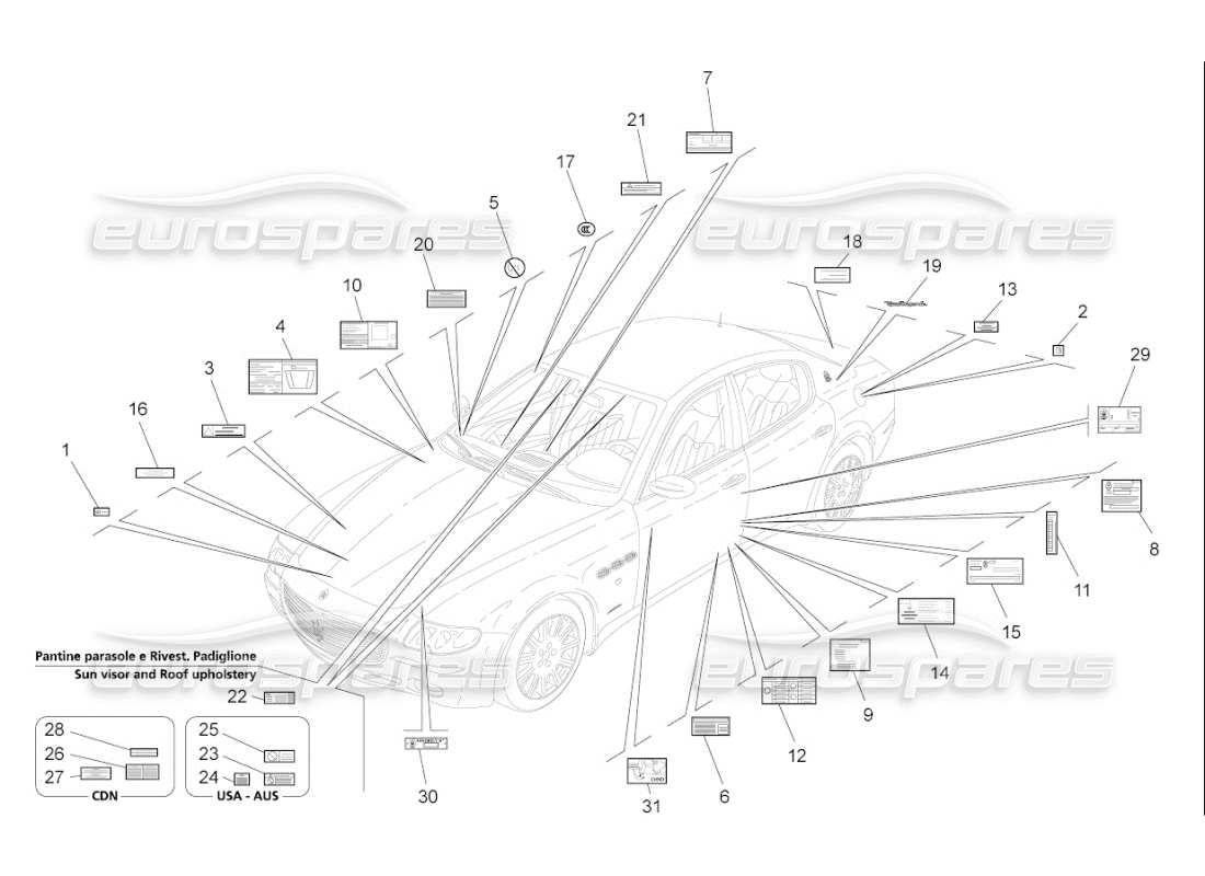 Maserati QTP. (2007) 4.2 F1 STICKERS AND LABELS Part Diagram