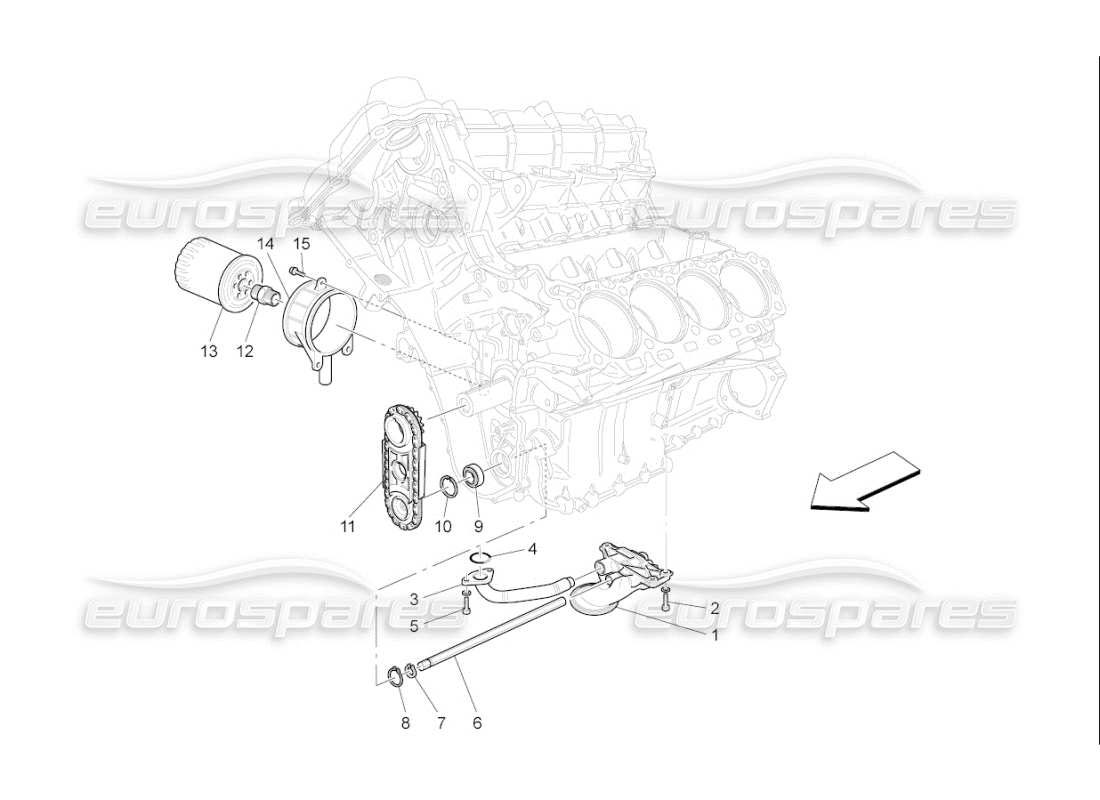Maserati QTP. (2008) 4.2 auto lubrication system: pump and filter Part Diagram