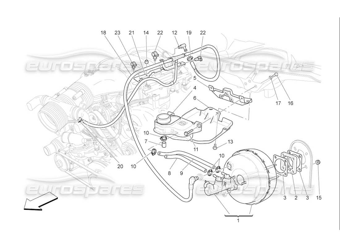 Maserati QTP. (2008) 4.2 auto brake servo system Part Diagram
