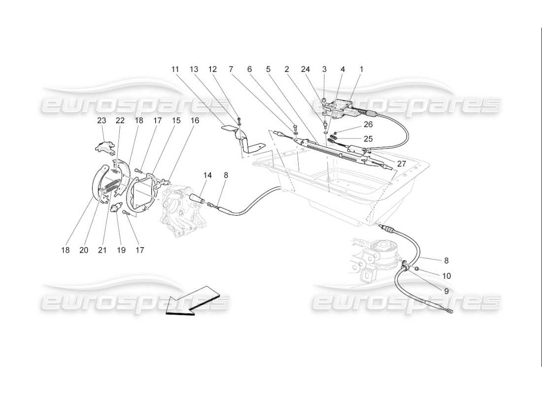 Maserati QTP. (2008) 4.2 auto Handbrake Part Diagram