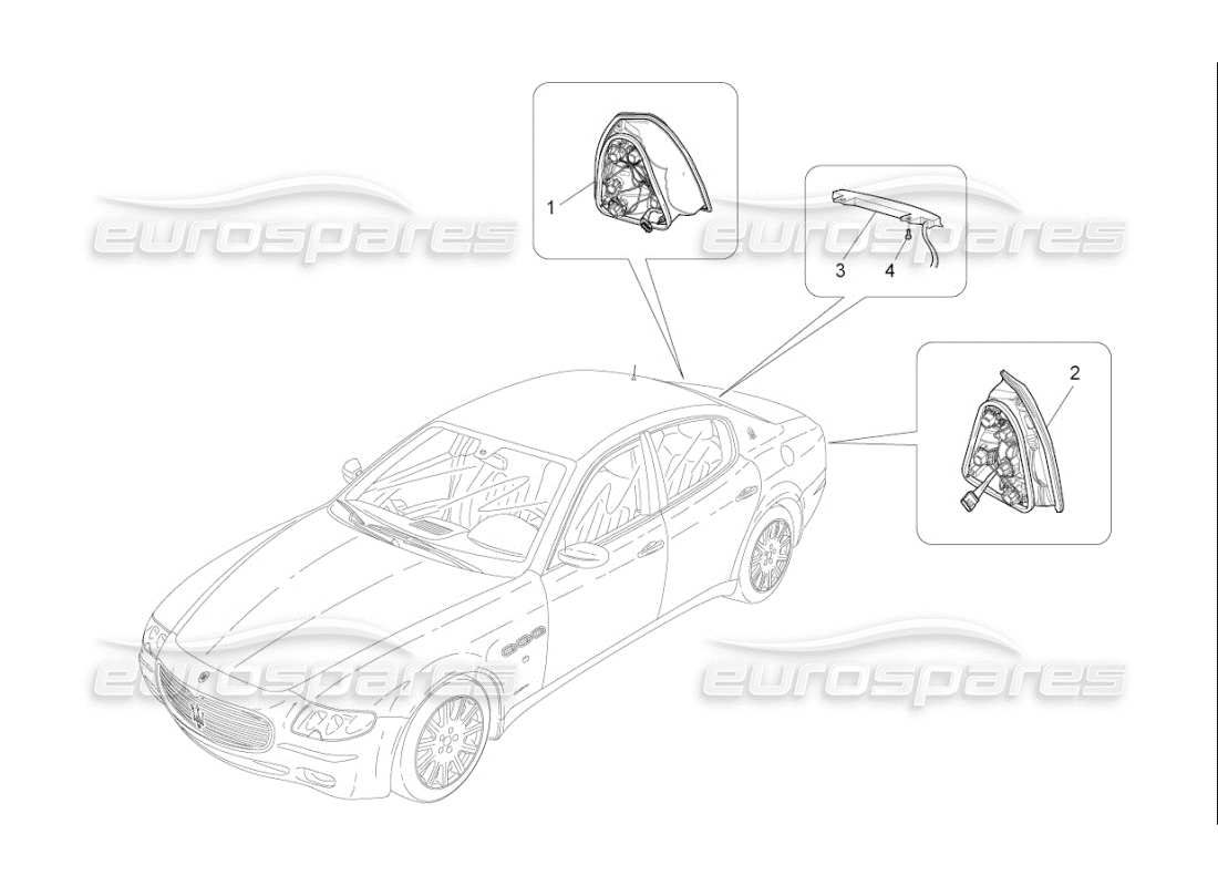 Maserati QTP. (2008) 4.2 auto TAILLIGHT CLUSTERS Part Diagram