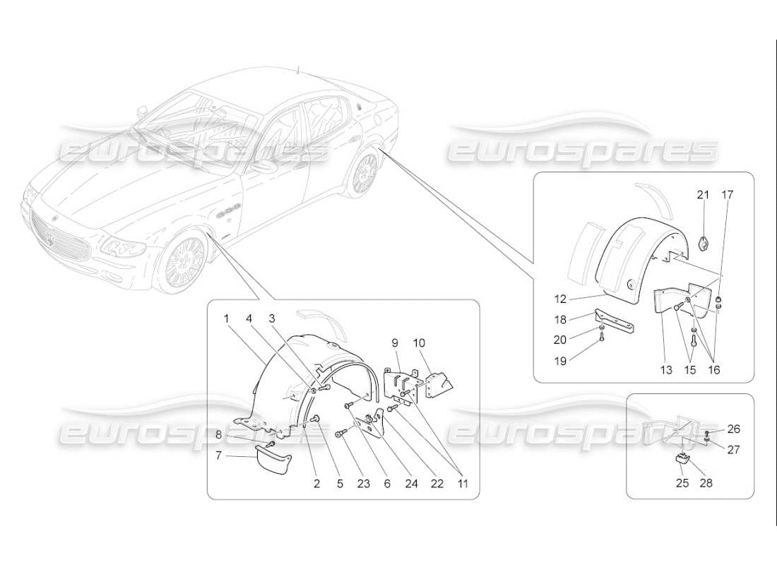 Maserati QTP. (2008) 4.2 auto WHEELHOUSE AND LIDS Part Diagram