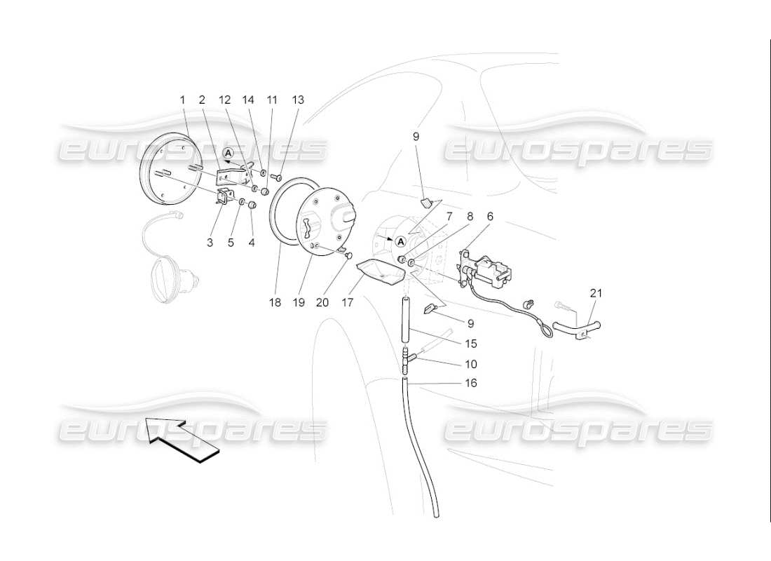 Maserati QTP. (2008) 4.2 auto FUEL TANK DOOR AND CONTROLS Part Diagram