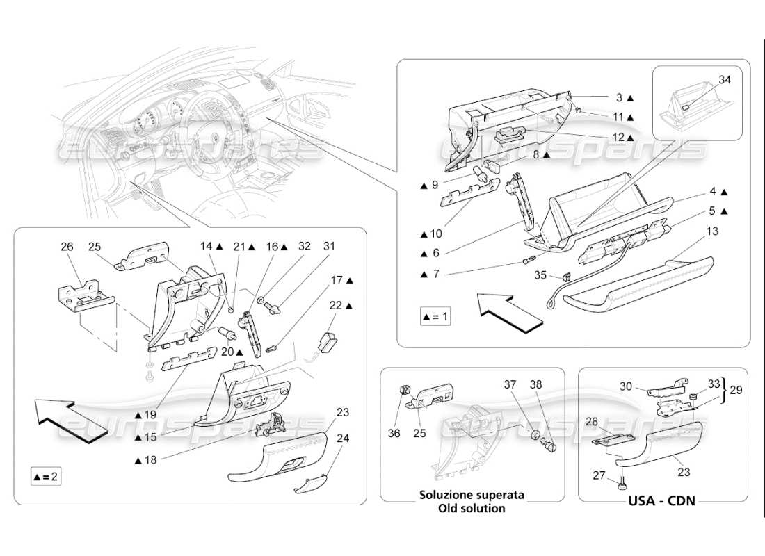 Maserati QTP. (2008) 4.2 auto glove compartments Part Diagram