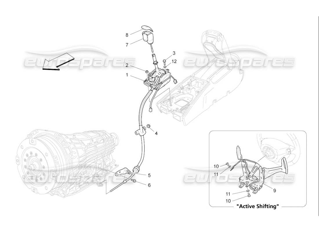 Maserati QTP. (2009) 4.2 auto driver controls for automatic gearbox Part Diagram