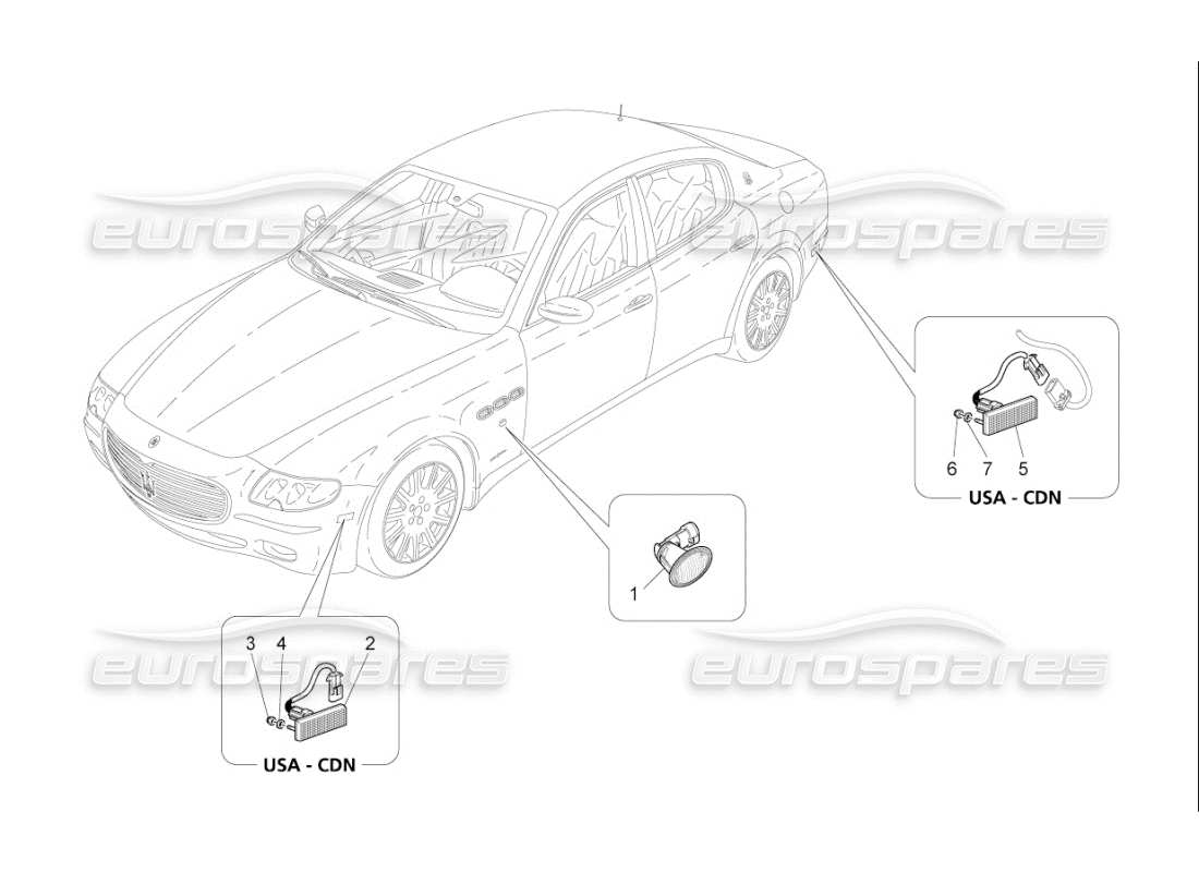 Maserati QTP. (2009) 4.2 auto Side Light Clusters Part Diagram