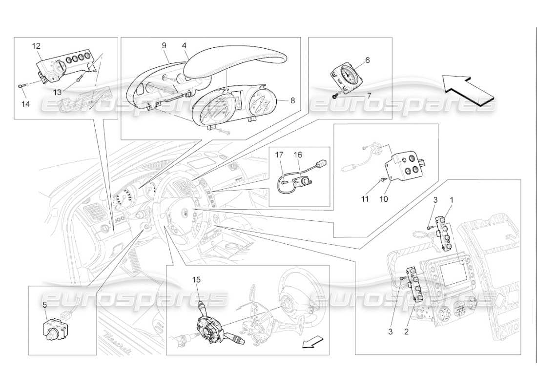 Maserati QTP. (2009) 4.2 auto dashboard devices Part Diagram