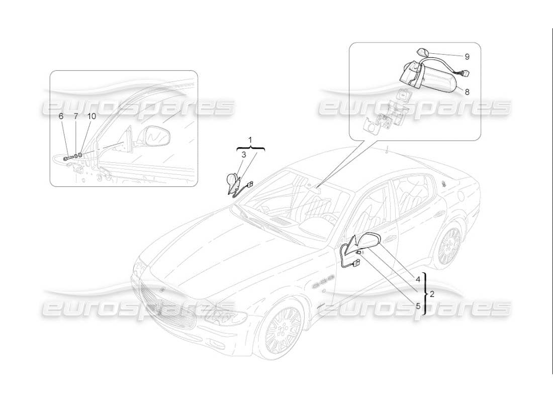 Maserati QTP. (2009) 4.2 auto internal and external rear-view mirrors Part Diagram